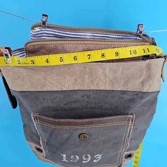 Chloe & Lex Cotton + Leather Crossbody Bag – Vintage Stamp Design - Picture 12 of 15